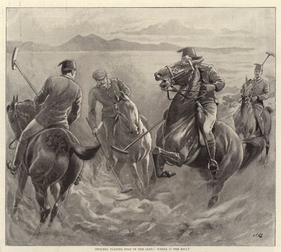 Officers playing Polo in the Sand, where is the Ball by John Charlton